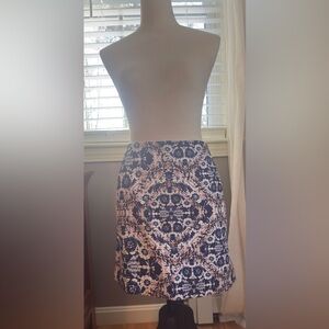Joe Fresh Navy and White Patterned Pencil Skirt